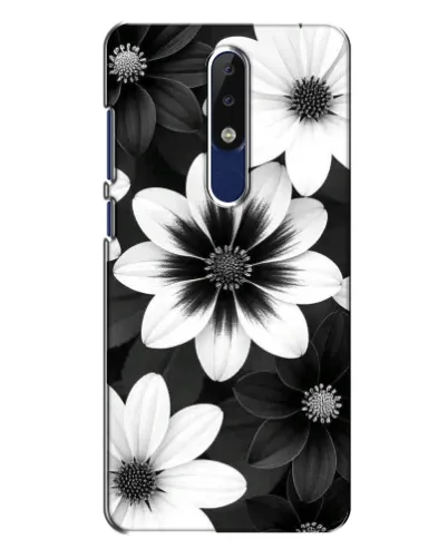 Чехол для Nokia 5.1 Plus (X5) с картинкой «Монохромные астры»