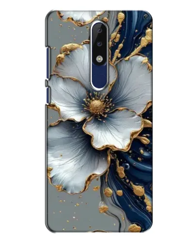 Чехол для Nokia 5.1 Plus (X5) с картинкой «Белый цветок и золотой флюид» Чехол для Nokia 5.1 Plus (X5) с картинкой «Белый цветок и золотой флюид»
