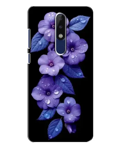 Чехол для Nokia 5.1 Plus (X5) с картинкой «Фиолетовые цветы с росою»
