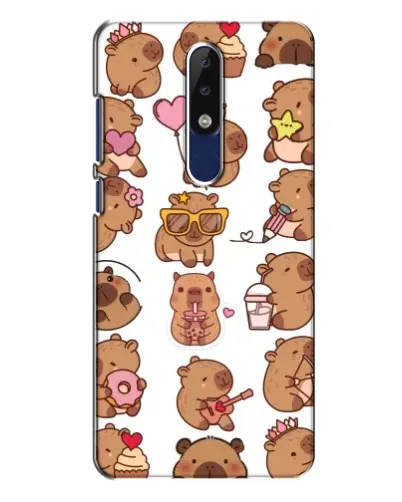 Чехол для Nokia 5.1 Plus (X5) с картинкой «Стикерпак с капибарами»