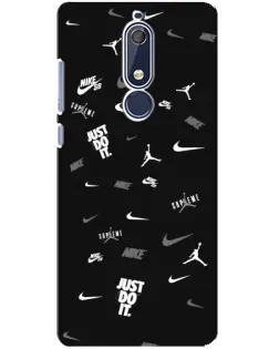 Чехол для Nokia 5.1 (2018) с картинкой «Nike Black Pattern»