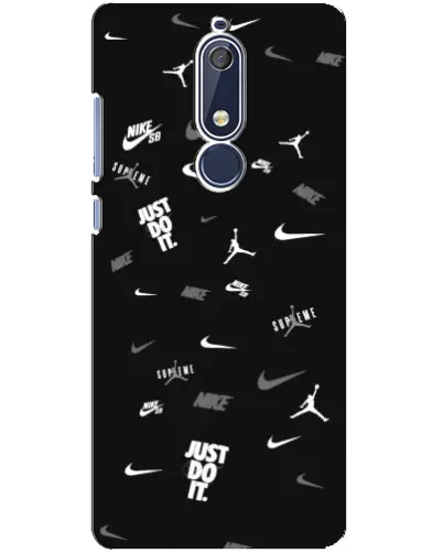 Чехол для Nokia 5.1 (2018) с картинкой «Nike Black Pattern»