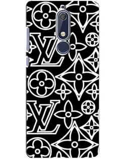 Чехол для Nokia 5.1 (2018) с картинкой «Черно-белый узор LV»