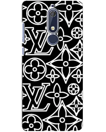 Чехол для Nokia 5.1 (2018) с картинкой «Черно-белый узор LV»