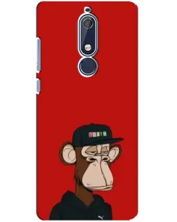 Чехол для Nokia 5.1 (2018) с картинкой «Bored Ape — красный фон»