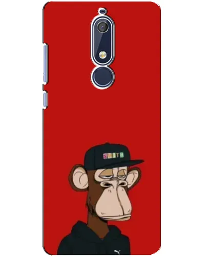 Чехол для Nokia 5.1 (2018) с картинкой «Bored Ape — красный фон»