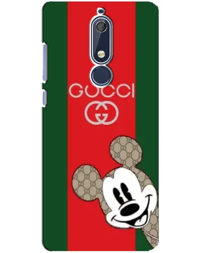 Чехол для Nokia 5.1 (2018) с картинкой «Gucci — полосы и Микки»