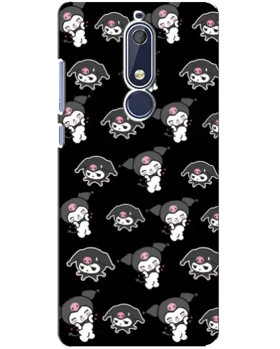 Чехол для Nokia 5.1 (2018) с картинкой «Черный паттерн Kuromi»
