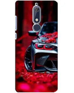 Чехол для Nokia 5.1 (2018) с картинкой «Спортивная BMW и цветы»