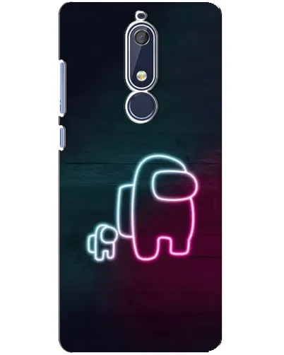 Чехол для Nokia 5.1 (2018) с картинкой «Among Us неон-арт»