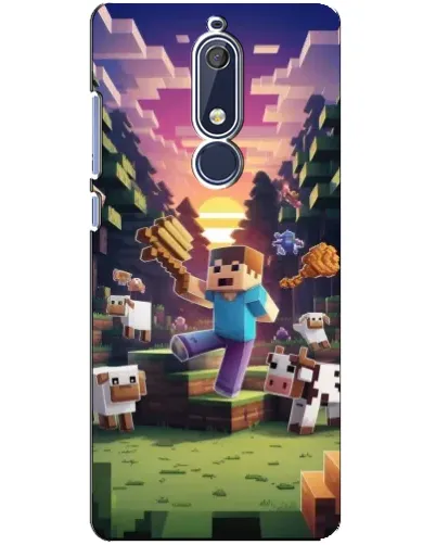 Чехол для Nokia 5.1 (2018) с картинкой «Стив на ферме»