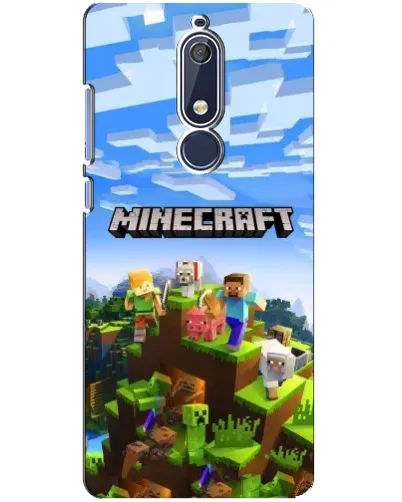Чехол для Nokia 5.1 (2018) с картинкой «Minecraft классический мир»