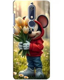 Чехол для Nokia 5.1 (2018) с картинкой «Микки с тюльпанами» Чехол для Nokia 5.1 (2018) с картинкой «Микки с тюльпанами»