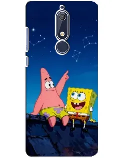 Чехол для Nokia 5.1 (2018) с картинкой «Губка Боб и Патрик ночью» Чехол для Nokia 5.1 (2018) с картинкой «Губка Боб и Патрик ночью»