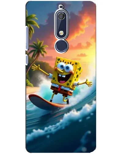 Чехол для Nokia 5.1 (2018) с картинкой «Губка Боб серфингист»