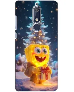 Чехол для Nokia 5.1 (2018) с картинкой «Рождественский Спанч Боб»