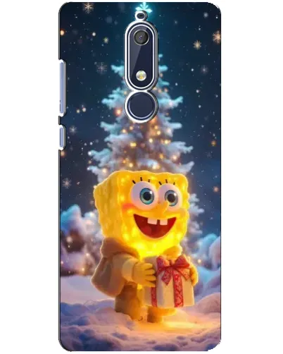 Чехол для Nokia 5.1 (2018) с картинкой «Рождественский Спанч Боб»
