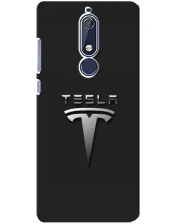 Чехол для Nokia 5.1 (2018) с картинкой «Стальной логотип Tesla»