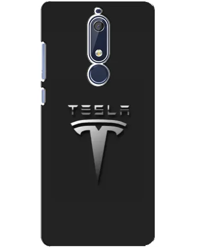 Чехол для Nokia 5.1 (2018) с картинкой «Стальной логотип Tesla»