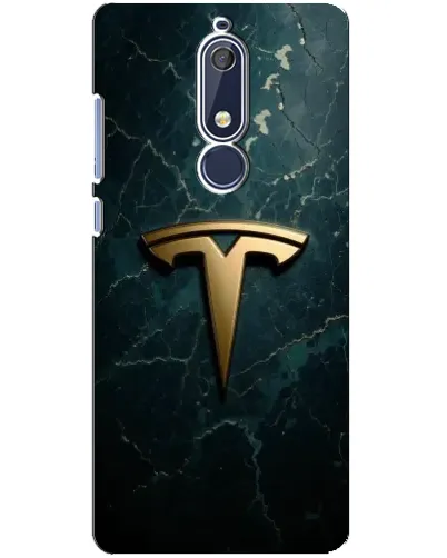 Чехол для Nokia 5.1 (2018) с картинкой «Мраморная Tesla Gold»