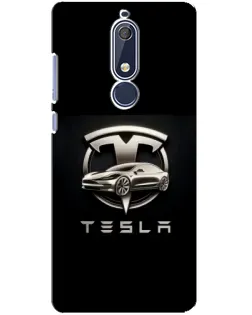 Чехол для Nokia 5.1 (2018) с картинкой «Tesla — серебристое авто»
