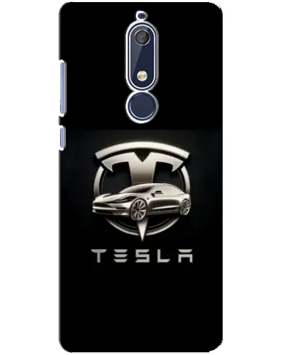 Чехол для Nokia 5.1 (2018) с картинкой «Tesla — серебристое авто»