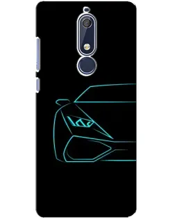 Чехол для Nokia 5.1 (2018) с картинкой «Голубой силуэт Lamborghini» Чехол для Nokia 5.1 (2018) с картинкой «Голубой силуэт Lamborghini»