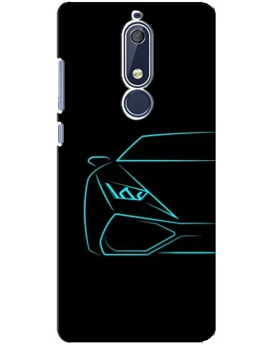 Чехол для Nokia 5.1 (2018) с картинкой «Голубой силуэт Lamborghini»