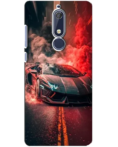 Чехол для Nokia 5.1 (2018) с картинкой «Lamborghini красный дым»
