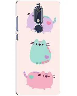 Чехол для Nokia 5.1 (2018) с картинкой «Pusheen трио» Чехол для Nokia 5.1 (2018) с картинкой «Pusheen трио»