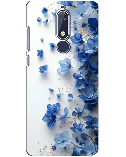 Чехол для Nokia 5.1 (2018) с картинкой «Голубой цветочный каскад»