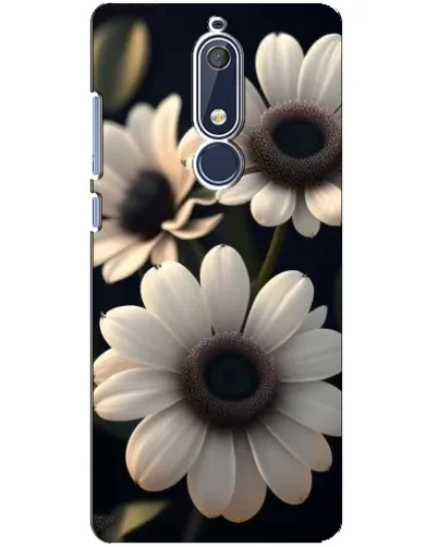 Чехол для Nokia 5.1 (2018) с картинкой «Белые маргаритки макро»