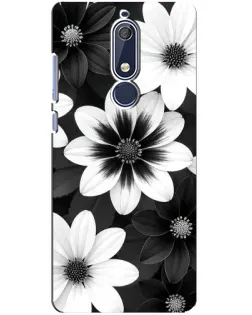 Чехол для Nokia 5.1 (2018) с картинкой «Монохромные астры» Чехол для Nokia 5.1 (2018) с картинкой «Монохромные астры»