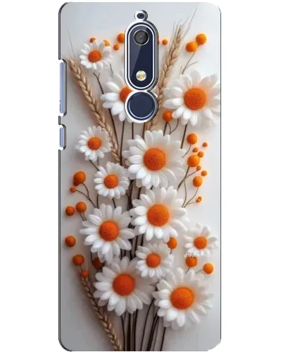 Чехол для Nokia 5.1 (2018) с картинкой «Белые сухоцветы»