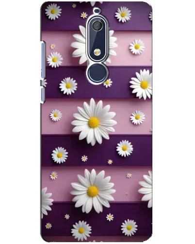 Чехол для Nokia 5.1 (2018) с картинкой «Ромашки на фиолетовом»