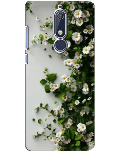 Чехол для Nokia 5.1 (2018) с картинкой «Ветка мелких белых цветов»