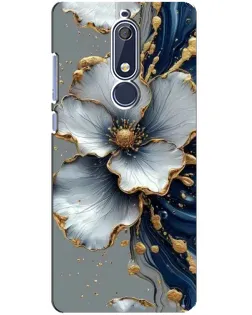Чехол для Nokia 5.1 (2018) с картинкой «Белый цветок и золотой флюид» Чехол для Nokia 5.1 (2018) с картинкой «Белый цветок и золотой флюид»