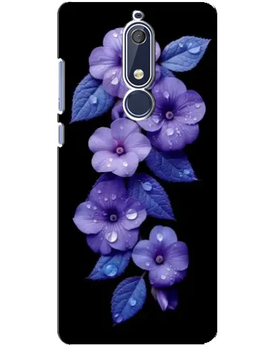 Чехол для Nokia 5.1 (2018) с картинкой «Фиолетовые цветы с росою»