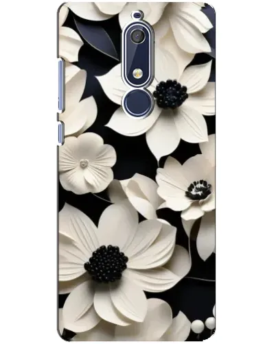 Чехол для Nokia 5.1 (2018) с картинкой «Объемные белые цветы»
