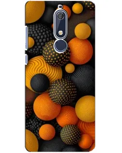 Чехол для Nokia 5.1 (2018) с картинкой «Объемные оранжевые сферы»