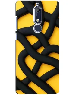 Чехол для Nokia 5.1 (2018) с картинкой «Черное желтое переплетение»