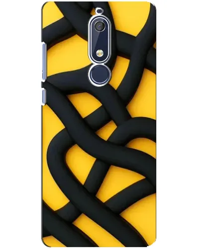 Чехол для Nokia 5.1 (2018) с картинкой «Черное желтое переплетение»