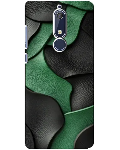 Чехол для Nokia 5.1 (2018) с картинкой «Зеленые кожаные волны»
