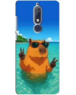 Чехол для Nokia 5.1 (2018) с картинкой «Морская капибара»