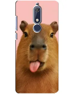 Чехол для Nokia 5.1 (2018) с картинкой «Капибара с языком»