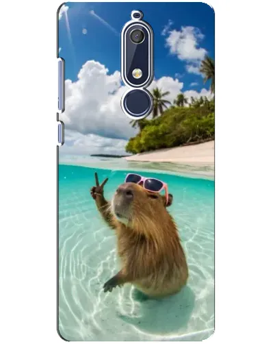 Чехол для Nokia 5.1 (2018) с картинкой «Капибара на море»