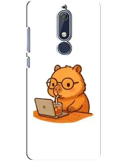 Чехол для Nokia 5.1 (2018) с картинкой «Капибара с ноутбуком»