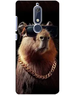 Чехол для Nokia 5.1 (2018) с картинкой «Капибара золотая цепь»