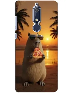 Чехол для Nokia 5.1 (2018) с картинкой «Капибара с пиццей»