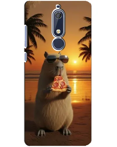Чехол для Nokia 5.1 (2018) с картинкой «Капибара с пиццей»